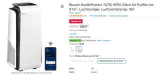 Blueair Luchtreiniger HealthProtect 7470i met SmartFilter voor €265 bij Amazon