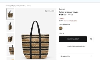 Bolso shopper rayas por 15,99€.