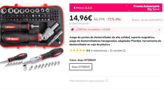Juego de destornilladores 61 piezas hexagonales, soporte magnético, adaptador Flexible Por 14,96€