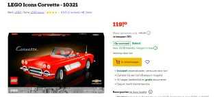 LEGO 10321 Chevrolet Corvette C1 voor maar €119,99