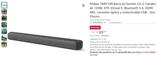 Philips TAB5109 Barra de Sonido 2.0-2 Canales de 120W por 85€