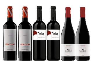 2 botellas de Neo Sentido Selección Crianza 2021. + 2 botellas de Núa Crianza 2019. + 2 botellas de Monteabellón 14 Meses 2021. por 37.5€