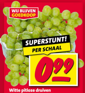 500 gr Witte pitloze druiven voor €0,99 bij Nettorama