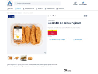 Solomillo de pollo crujiente sin gluten ni lactosa por solo 3,49€ en Aldi