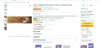 2 Tabletas Lindt de Chocolate con Leche y Avellanas 300g por 7,49€