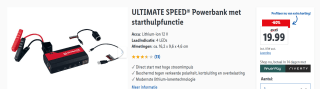 ULTIMATE SPEED® Powerbank met starthulpfunctie voor €19,99 i de Lidl webshop