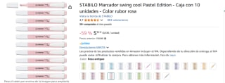 10 STABILO Marcadores swing cool Pastel Edition Color rubor rosa por 5,32€