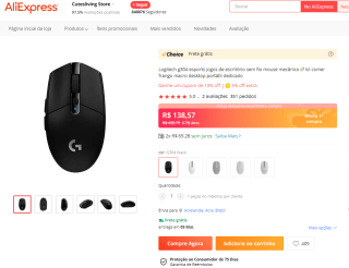 Mouse Gamer da Logitech, modelo G304 2.4Ghz - R$ 138,57