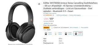 Edifier WH700NB - Bluetooth Over-ear ANC koptelefoon voor €42,49 bij Amazon