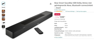Bose Smart Soundbar 600 Dolby Atmos voor €399,95 bij Amazon