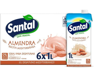 Pack de 6×1L Bebida Vegetal de almendra Santal por 6€.