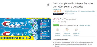 Pasta dental Crest Complete 4 en 1 90 ml 2 Unidades por $25 en Amazon