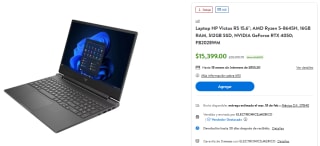HP Victus R5 15.6" Ryzen 5-8645H RTX 4050 en $13,859 | Walmart (BBVA)