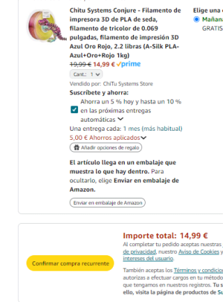 1KG Filamento Tricolor PLA Chitu Systems Conjure por 14,99€