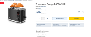 Tostadoras Energy B30202J4R por 20€
