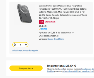 Baseus Power Bank Magsafe Qi2 de 10000mAh 15W por 25,64€