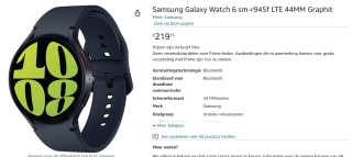 Samsung Galaxy Watch6, 44mm, Bluetooth + 4G (Grafiet) voor €219,16 bij Amazon