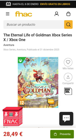The Eternal Life of Goldman Xbox por 28,49€ ( socios)