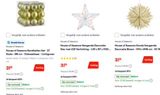 Tot 85% korting op kerstversiering bij Bol