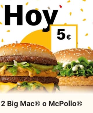 McDonalds 2 Big Mac o McPollo por solo 5€