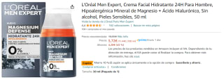 L'Oréal Men Expert, Crema Facial Hidratante 24H Para Hombre por 4.86€