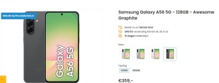 Samsung Galaxy A56 5G, 128GB opslag Grafiet voor €359 bij Phonemarket