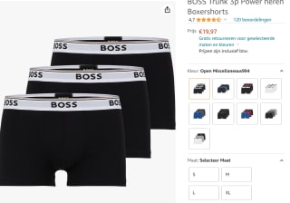 Boss Power Boxershorts heren (3-pack) voor €19,97 bij Amazon.nl