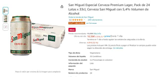 Pack 24 latas San Miguel Especial Cerveza Premium Lager por 10,38€