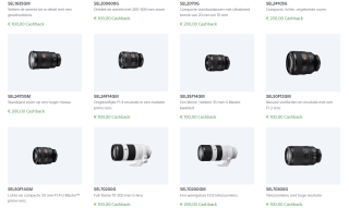 Tot €500 cashback op camera en lenzen bij Sony
