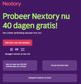 Gratis 40 dagen ebooks / luisterboeken bij Nextory voor nieuwe members