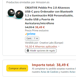 Creative Pebble Pro 2.0 Altavoces USB-C para Ordenador por 38,49€