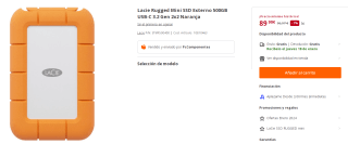 Disco Lacie Rugged Mini SSD Externo 500GB USB-C 3.2 Gen 2x2 por 89.99€