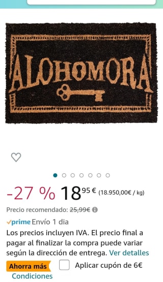 Felpudo Alohomora Doormat Harry Potter por 12,95€.