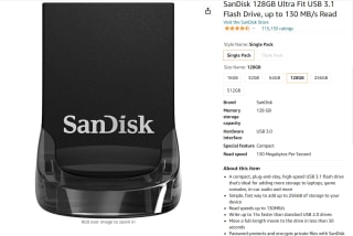 SanDisk 128GB Ultra Fit USB 3.1 Flash Drive for £12.99 at Amazon