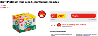 Dreft Platinum Plus Deep Clean Vaatwascapsules 125 stuks voor €28,99 bij Kruidvat