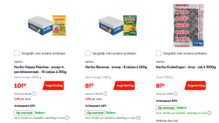 Tot 50% korting op diverse Haribo snoep bij Bol