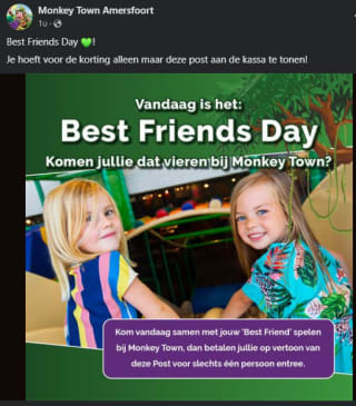 1+1 persoon gratis entree bij Monkeytown (diverse vestigingen)