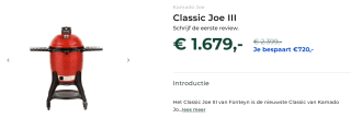 Kamado Joe Classic III Houtskoolbarbecue met Onderstel en Zijtafels voor €1.679 bij Fonteyn