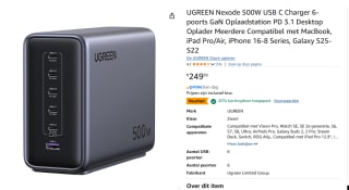 UGREEN Nexode 500W USB C Charger 6-poorts GaN Oplaadstation PD 3.1 voor €199,99 bij Amazon