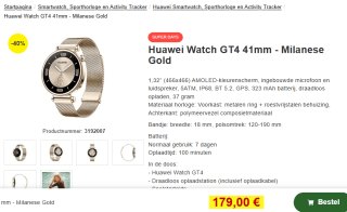 Huawei Watch GT 4 41mm Goud (Gouden Schakelband) voor €179 bij Proshop