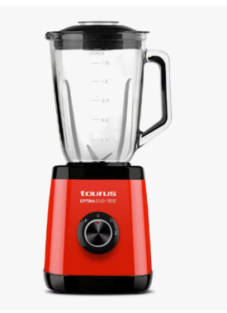 Batidora de vaso Taurus Optima Easy 1500, jarra cristal 1.5L, pica hielo, libre BPA, cuchilla inox 4 filos por 32.79€