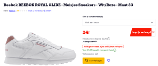 Reebok Royal Glide sneakers wit/roze voor €24 bij Bol