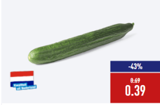 Komkommer voor €0,39 bij de Aldi
