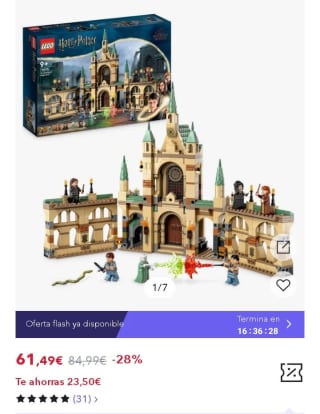 LEGO 76415 Harry Potter La Batalla de Hogwarts por 49,49€.