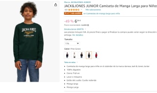 Camiseta manga larga Jack & Jones Junior por 6,56€