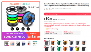 Sunlu Pla 1.75Mm Plaplus 1Kg 3d Printer Filament voor €10,30 bij Aliexpress