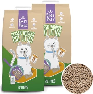 2 x 10KG Easypets Kattenbakvulling - Houtkorrel 40L voor €13,19 bij Bol