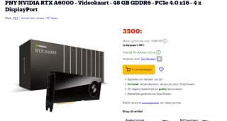 PNY NVIDIA RTX A6000 - Videokaart - 48 GB GDDR6 voor €3.500 bij Bol