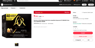 40 Cápsulas Ristretto L’OR Espresso Compatibles NESPRESSO por solo 9,90€