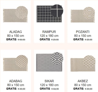 Gratis vloerkleed bij besteding vanaf €230 bij Beliani